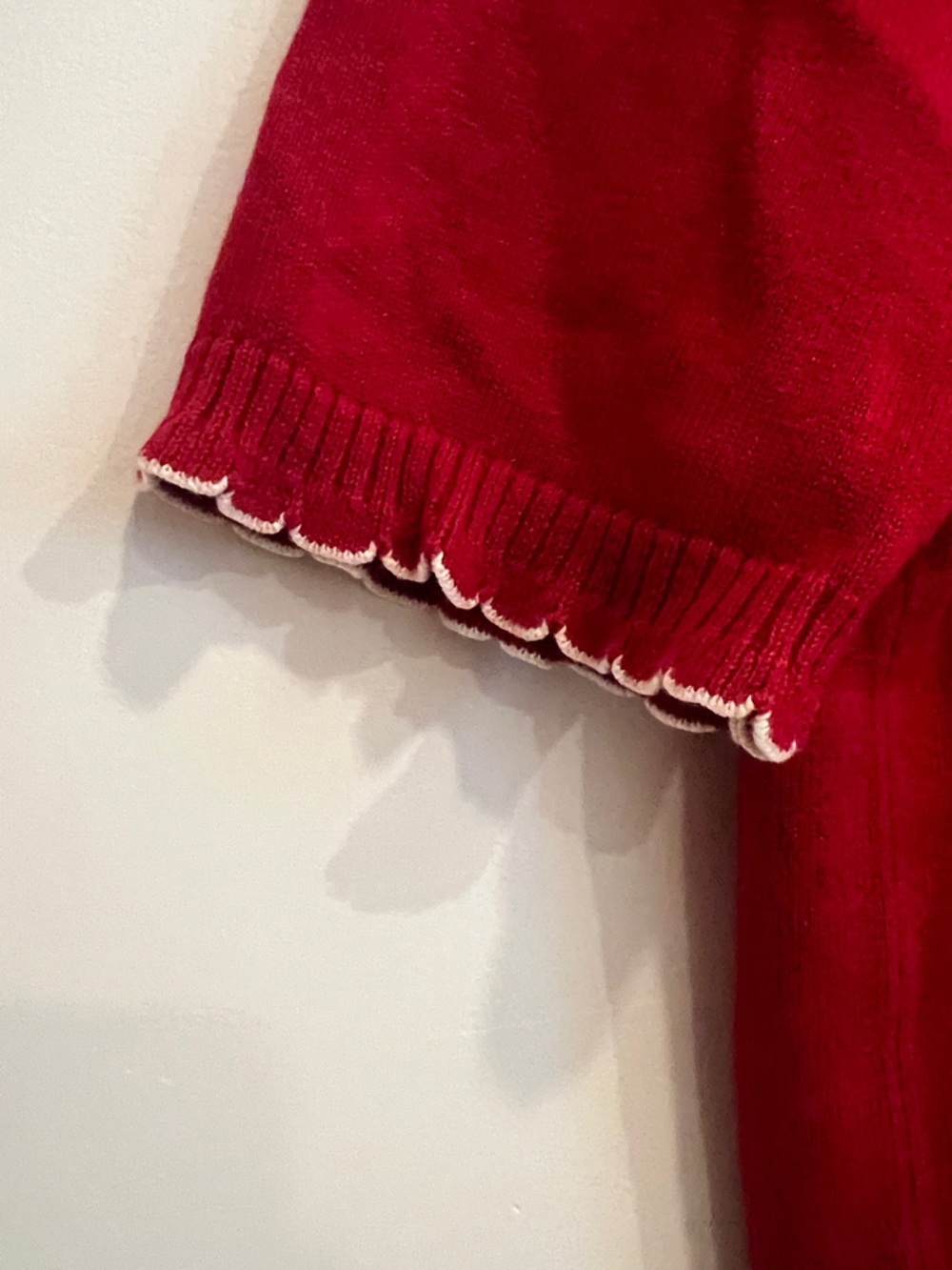 Koret Red Short-Sleeve Embroidered Cardigan with Scalloped Trim - Picture 7 of 11